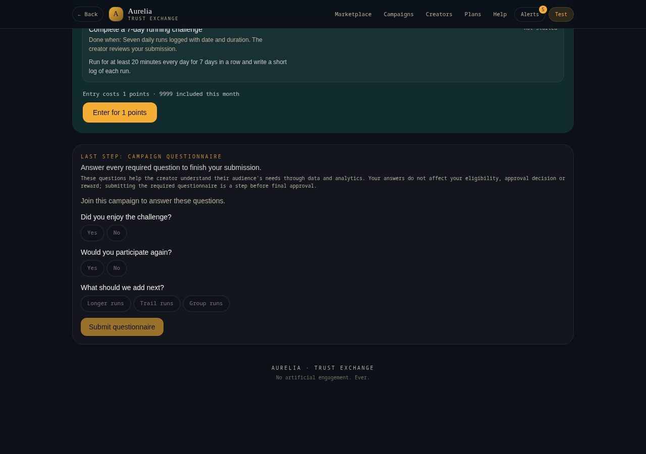 The questionnaire, with its note that answers do not affect your reward.